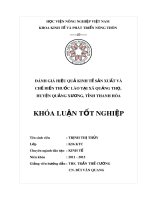 Khóa luận tốt nghiệp: Đánh giá hiệu quả kinh tế sản xuất và chế biến thuốc lào tại xã Quảng Thọ, huyện Quảng Xương, tỉnh Thanh Hóa