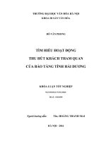 Tóm tắt Khóa luận tốt nghiệp ngành Bảo tàng học: Tìm hiểu hoạt động thu hút khách tham quan của Bảo tàng tỉnh Hải Dương