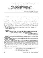 Đánh giá kết quả sớm phẫu thuật cắt gan điều trị ung thư gan tại Bệnh viện Hữu nghị Đa khoa Nghệ An