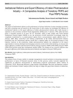 Institutional reforms and export efficiency of indian pharmaceutical Industry – A comparative analysis of transitory-trips and post-trips periods