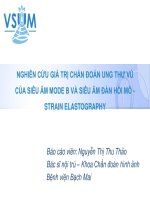 Đề tài: Nghiên cứu giá trị chẩn đoán ung thư vú của siêu âm mode B và siêu âm đàn hồi mô strain elastography - BCV. Nguyễn Thị Thu Thảo