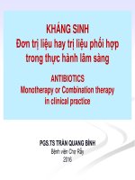 Bài giảng Kháng sinh đơn trị liệu hay trị liệu phối hợp trong thực hành lâm sàng - PGS.TS Trần Quang Bính