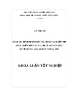 Khóa luận tốt nghiệp: Đánh giá việc thực thi chính sách phát triển hợp tác xã tại địa bàn xã Nguyên Khê, huyện Đông Anh, thành phố Hà Nội