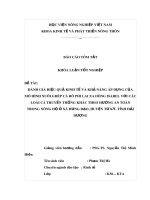 Khóa luận tốt nghiệp: Đánh giá hiệu quả kinh tế và khả năng áp dụng của mô hình nuôi ghép cá rô phi lai xa dòng Isarel với các loài cá truyền thống khác theo hướng an toàn trong nông hộ ở