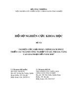 Hồ sơ nghiên cứu khoa học: Nghiên cứu giải pháp, chính sách phát triển các ngành công nghiệp có giá trị gia tăng cao giai đoạn đến năm 2020