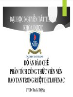 Thuyết trình Đồ án Bào chế phân tích công thức viên nén bao tan trong ruột Diclofenac