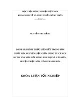 Khóa luận tốt nghiệp: Đánh giá hình thức liên kết trong sản xuất mía nguyên liệu giữa Công ty CP NCN DVTM Vân Sơn với nông dân tại xã Vân Sơn, huyện Triệu Sơn, tỉnh Thanh Hóa