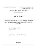 Tóm tắt Luận án Tiến sĩ Sinh học: Nghiên cứu thành phần loài, phân bố và độc tính cấp của họ nấm Amanitaceae R.Heim ex Pouzar ở Tây Nguyên