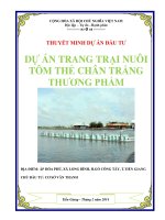 Thuyết minh dự án đầu tư: Dự án trang trại nuôi tôm thẻ chân trắng thương phẩm