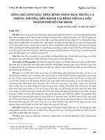 Nồng độ lipid máu trên bệnh nhân mụn trứng cá thông thường đến khám tại Bệnh viện Da liễu thành phố Hồ Chí Minh