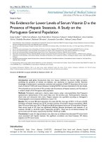 No evidence for lower levels of serum vitamin D in the presence of hepatic steatosis. a study on the portuguese general population