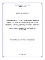 Vai trò tham gia của mặt trận tổ quốc việt nam trong xây dựng nhà nước và pháp quyền xã hội chủ nghĩa   qua thực tiễn tại tỉnh thừa thiên huế 