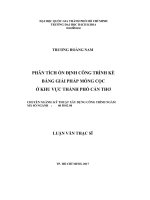 Phân tích ổn định công trình kè bằng giải pháp móng cọc ở khu vực thành phố Cần Thơ