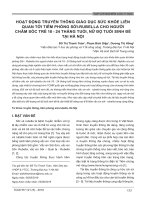 Hoạt động truyền thông giáo dục sức khỏe liên quan tới tiêm phòng Sởi-Rubella cho người chăm sóc trẻ 18-24 tháng tuổi, nữ độ tuổi sinh đẻ tại Hà Nội