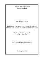 Tóm tắt luận án Tiến sĩ Kinh tế: Phân tích tác động của chính sách thuế đến cơ cấu ngành của nền kinh tế Việt Nam