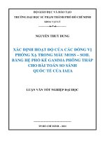 Luận văn tốt nghiệp đại học: Xác định hoạt độ của các đồng vị phóng xạ trong mẫu Moss – Soil bằng hệ phổ kế Gamma phông thấp cho bài toán so sánh quốc tế của Iaea