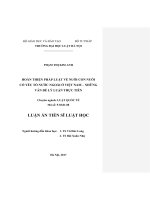 Luận án Tiến sĩ Luật học: Hoàn thiện pháp luật về nuôi con nuôi có yếu tố nước ngoài ở Việt Nam - những vấn đề lý luận và thực tiễn