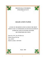 A study on the difficulties faced by the front office staff at the hanoi old quarter hotel in communicating in english and some recommended s 