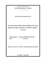 Tổ chức hoạt động trải nghiệm sáng tạo trong dạy học chủ đề Sự truyền nhiệt - Vật lí 8