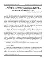 Phân tích quyết định lựa chọn nơi mua sắm của người tiêu dùng đối với kênh phân phối bán lẻ hiện đại tại thành phố Cần Thơ