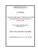 Luận văn Thạc sỹ Khoa học nông nghiệp: Nghiên cứu thực trạng và giải pháp phát triển kinh tế hộ nông dân tại huyện Bình Gia tỉnh Lạng Sơn