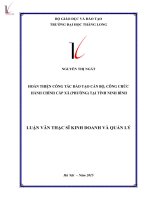 Luận văn Thạc sĩ Kinh doanh và quản lý: Hoàn thiện công tác đào tạo cán bộ, công chức hành chính cấp xã (phường) tại tỉnh Ninh Bình