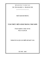 Tóm tắt Luận án tiến sĩ Ngữ văn: Tâm thực hiện sinh trong thơ Mới