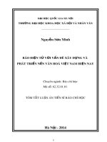 Tóm tắt Luận án Tiến sĩ Báo chí học: Báo điện tử với vấn để xây dựng và phát triển nền văn hóa Việt Nam hiện nay