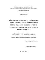 Tăng cường giáo dục lí tưởng cách mạng chođoàn viên thanh niên ở trung tâm giáo dục quốc phòng và an ninh trường đại học sư phạm hà nội 2 hiện nay (2017) 