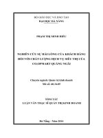Tóm tắt luận văn thạc sĩ Quản trị kinh doanh: Nghiên cứu sự hài lòng của khách hàng đối với chất lượng dịch vụ siêu thị của Co.opMart Quảng Ngãi