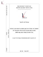 Luận văn Thạc sĩ Kinh doanh và quản lý: Nâng cao chất lượng quản lý đầu tư XDCB từ nguồn vốn ngân sách nhà nước trên địa bàn thị xã Sơn Tây