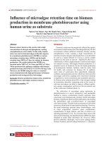Influence of microalgae retention time on biomass production in membrane photobioreactor using human urine as substrate