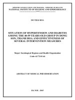 Dissertation summary: Situation of hypertension and diabetes among the 40-59 years old group in Dong Son, Thanh Hoa and effectiveness of several intervention measures