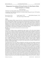 Management accounting in pricing decisions for real estate of Real Estate Enterprises in Vietnam