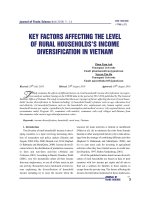 Key factors affecting the level of rural household''s income diversification in Vietnam