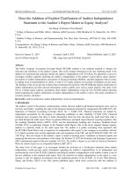 Does the addition of explicit clarification of auditor independence statement to the auditor’s report matter to equity analysts