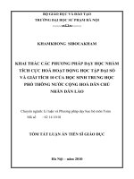 Tóm tắt luận án Tiến sĩ Giáo dục: Khai thác các phương pháp dạy học nhằm tích cực hoá hoạt động học tập Đại số và Giải tích 10 của học sinh Trung học phổ thông nước Cộng hoà dân chủ nhân