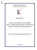 Luận văn Thạc sĩ Kinh doanh và quản lý: Quản lý tài chính và các giải pháp nâng cao hiệu quả hoạt động tài chính tại Công ty Cổ phần Xây dựng 258 Hà Nội