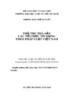 Tóm tắt Luận án Tiến sĩ Luật học: Thủ tục phá sản các tổ chức tín dụng theo pháp luật Việt Nam