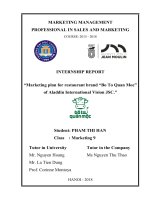Marketing plan for restaurant brand bo to quan moc 