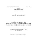 Tóm tắt Luận án tiến sĩ Y học: Nghiên cứu sự thay đổi nồng độ C3, C4, IL-6 và hsCRP huyết thanh ở bệnh nhân có hội chứng mạch vành cấp