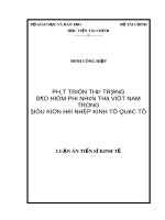 Luận án Tiến sĩ Kinh tế: Phát triển thị trường bảo hiểm phi nhân thọ Việt Nam trong điều kiện hội nhập kinh tế quốc tế