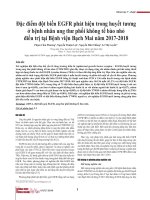 Đặc điểm đột biến EGFR phát hiện trong huyết tương ở bệnh nhân ung thư phổi không tế bào nhỏ điều trị tại Bệnh viện Bạch Mai năm 2017-2018