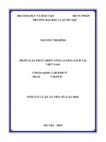 Tóm tắt Luận án tiến sĩ Kinh tế: Pháp luật phát triển năng lượng sạch tại Việt Nam