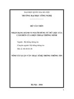 Tóm tắt Luận văn Thạc sĩ Hệ thống thông tin: Nhận dạng hành vi người dùng từ dữ liệu của cảm biến của điện thoại thông minh