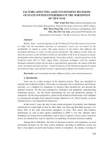 Factors affecting asset investment decisions of state-owned enterprises in the northwest of Viet Nam