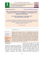 Effect of various method of weed management on growth and yield of vegetable pea (Pisum sativum. spp. Hortense. L) involving the use of implements and herbicides