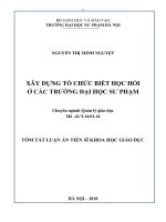 Tóm tắt Luận án Tiến sĩ khoa học Giáo dục: Xây dựng tổ chức biết học hỏi ở các trường đại học sư phạm