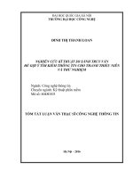 Tóm tắt Luận văn Thạc sĩ Công nghệ thông tin: Nghiên cứu kĩ thuật so sánh truy vấn để gợi ý tìm kiếm thông tin cho thanh thiếu niên và thử nghiệm