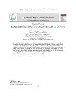 Một số yếu tố ảnh hưởng đến quyết định đầu tư của thiên thần